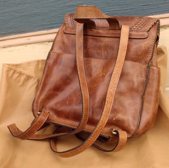 Brown Leather Backpack with Tassel - Picture 12 of 12